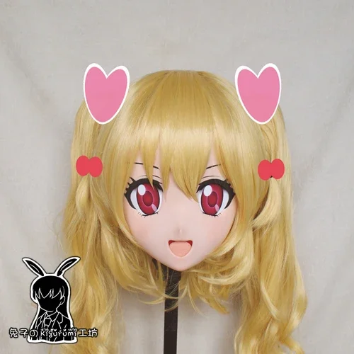 (Rabbit 85) Resin Cross dress Pretty Girl Head BJD Doll Mask Japanese Anime Kigurumi Mask Cosplay with Wig