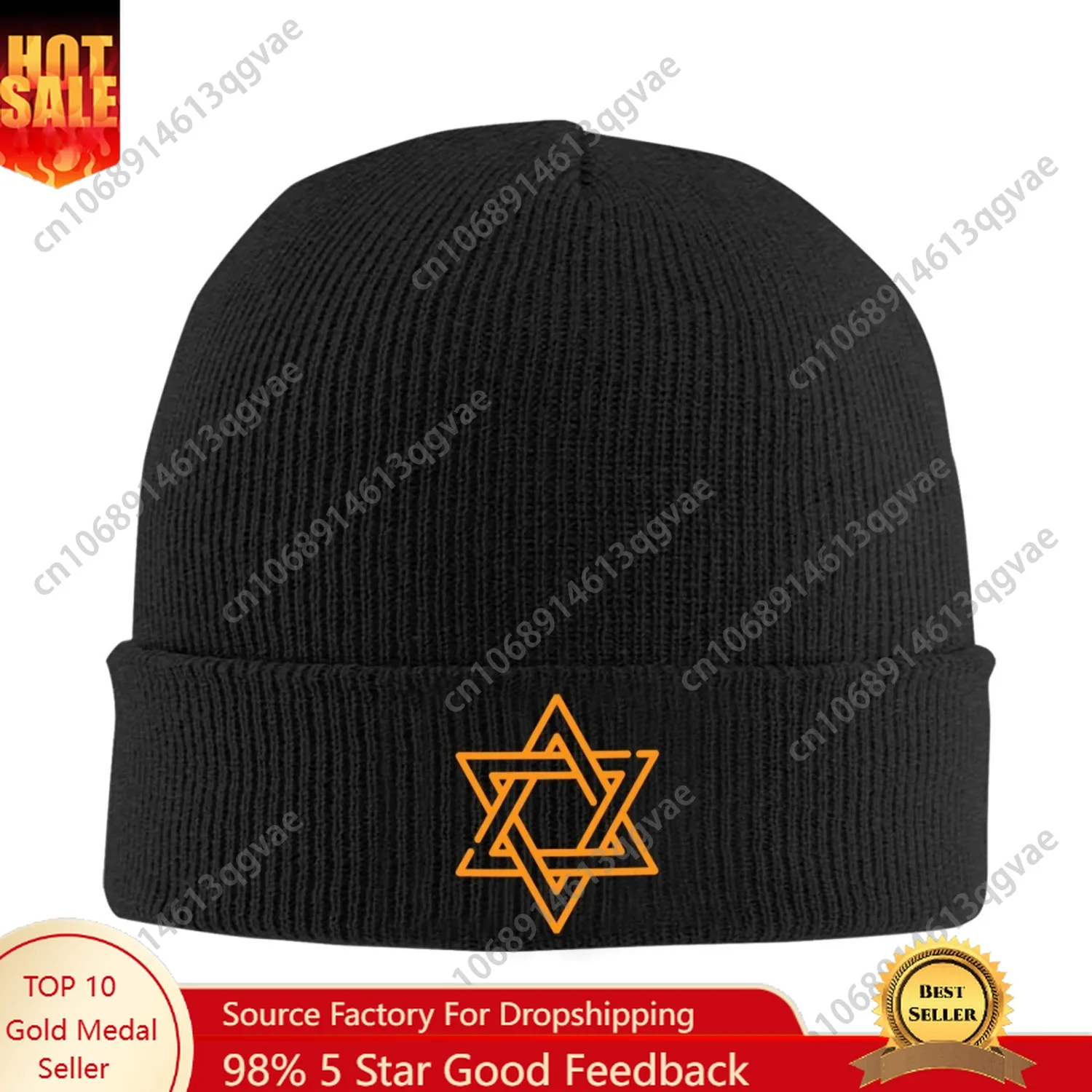 

Star of David Print Bonnet Hat Street Knitted Hat for Men Women Winter Warm Skullies Beanies Cap for Travel Outdoor Camping
