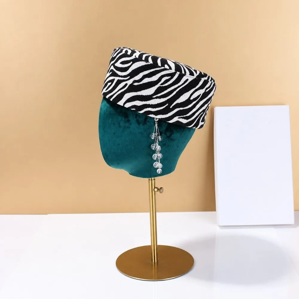 Lightweight Zebra Print Beret Hat Soft Warm Air Hostess Hat Structured Round Top French Hepburn Style Hat