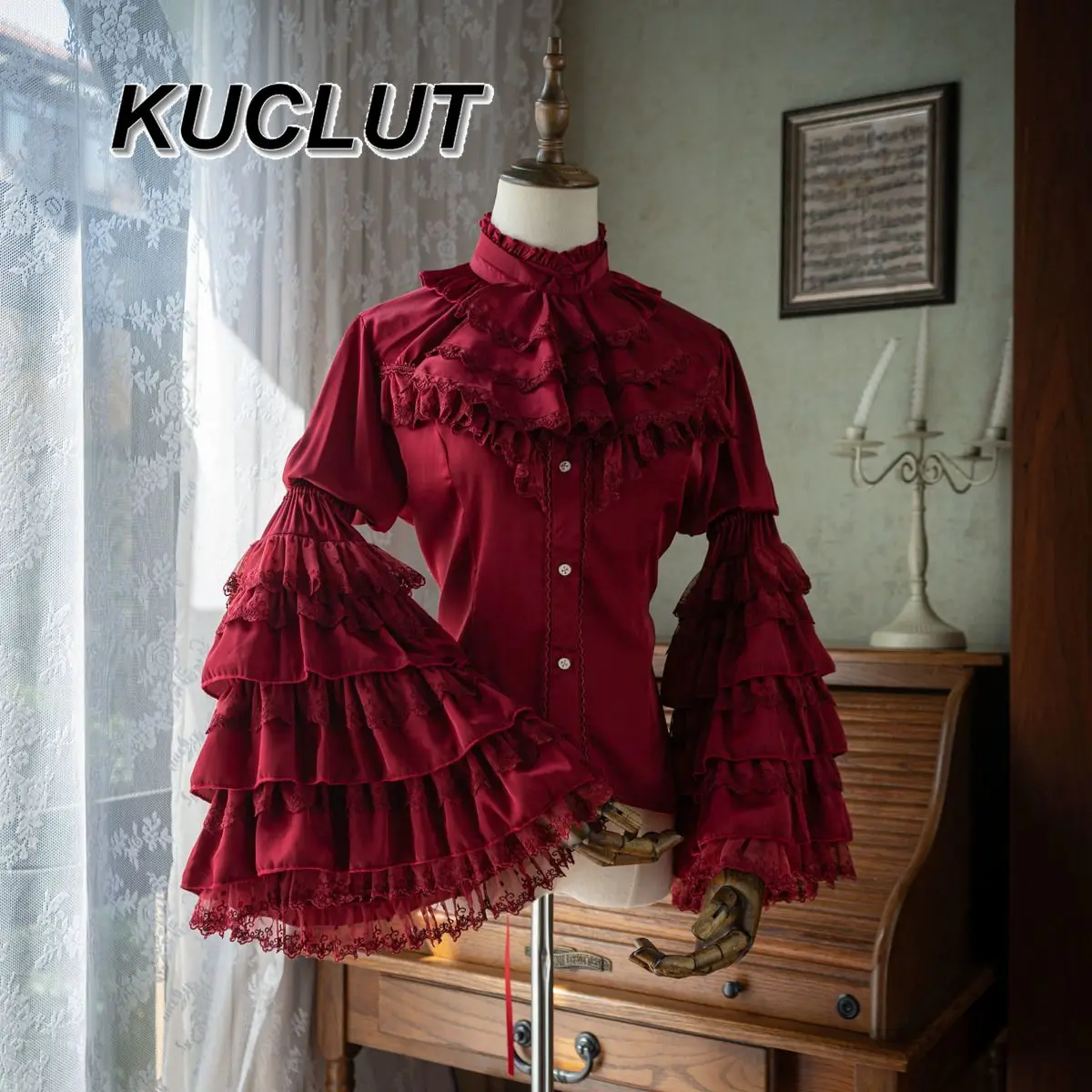 Long Sleeve Shirts Solod Color Lolita Japanese Style Lace Heavy Industry Casual Shirt 2025 New Spring Autumn Women's Tops