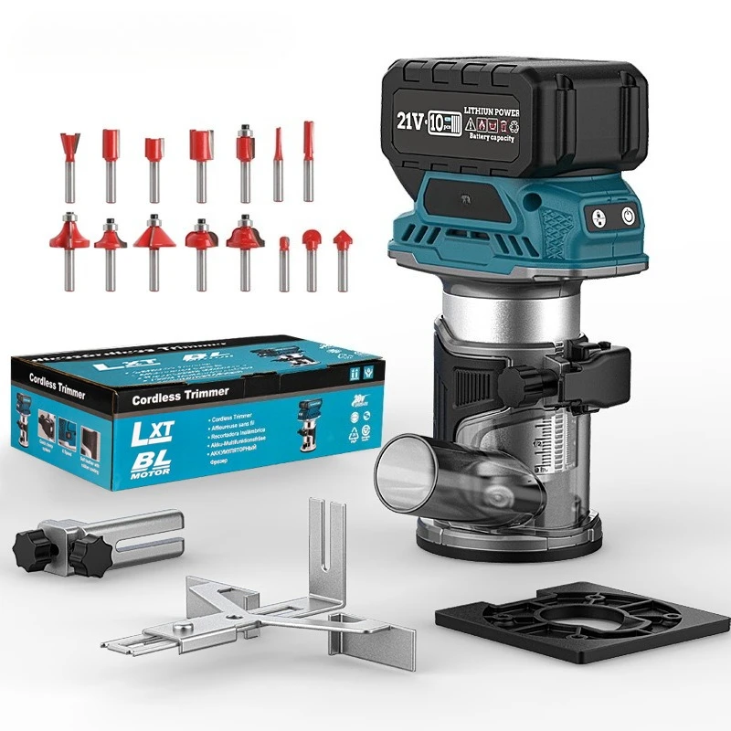 J-Xuan Brushless lithium battery charging slotting machine, hole carving woodworking board drilling and trimming machine