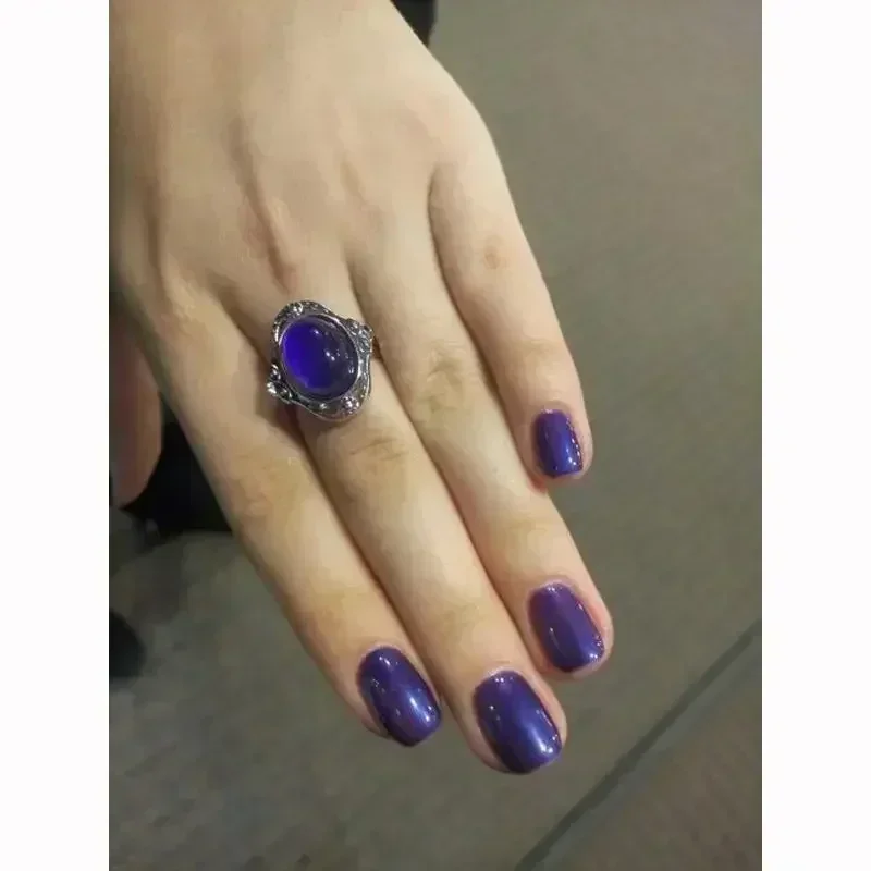 Fashionable Temperature Change Mood Ring Round Emotional Imitation Color Changing Ring Womens Jewelry Gift