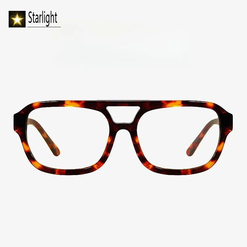 

Tortoise Acetate Double-beam Pilot Glasses Frame Eyewear Men Myopia Reading Eyeglasses Frames Man Prescription Women for 145mm