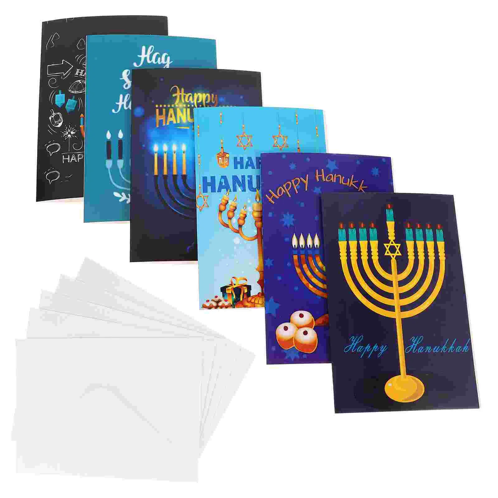 

Hanukkah Greeting Card Party Gift Note Cards with Envelopes Lights Paper Chic Invitation