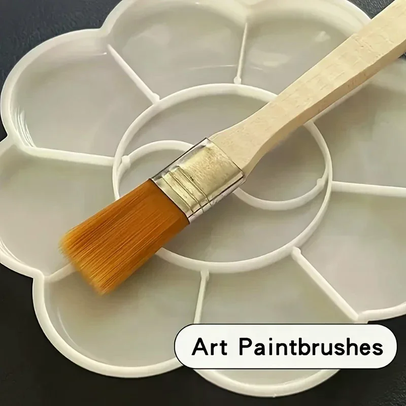 50Pcs Nylon Brushes Short Wooden Handle Art Paint Brushes for Watercolor Painting Wall Touch Up Art Supplies Cleaning Tools