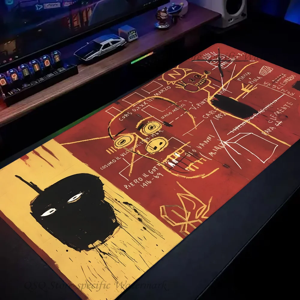 J-Jean-Michel B-Basquiat Art Mousepad Large Gaming Mouse Pad LockEdge Thickened Computer Keyboard Table Desk Mat