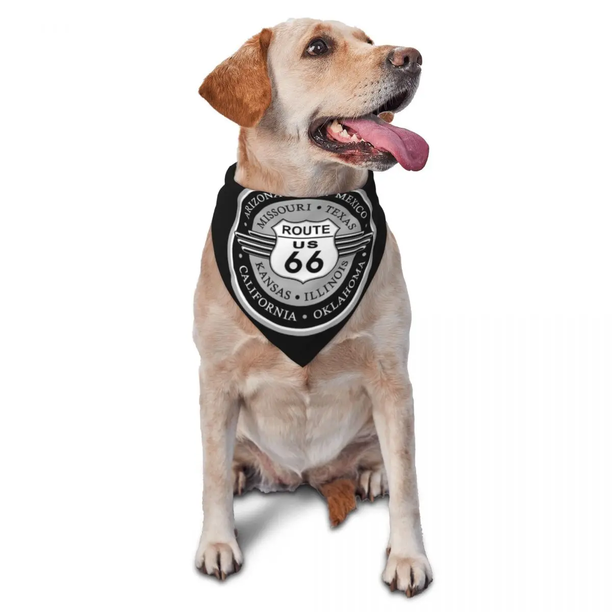 Route 66 Traffic Signs Pet Bandanas Pet Scarves Decoration Pet Triangle Bib For Dogs Cats