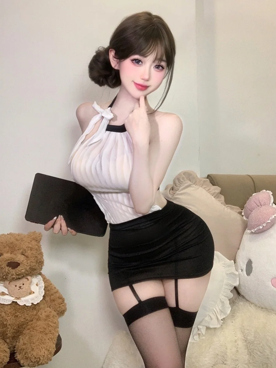 

Sexy Teacher Office OL Secretary orm Прозрачный Pure Desire Cos Fem Student Work orm Set Faionable Polyester Tw...