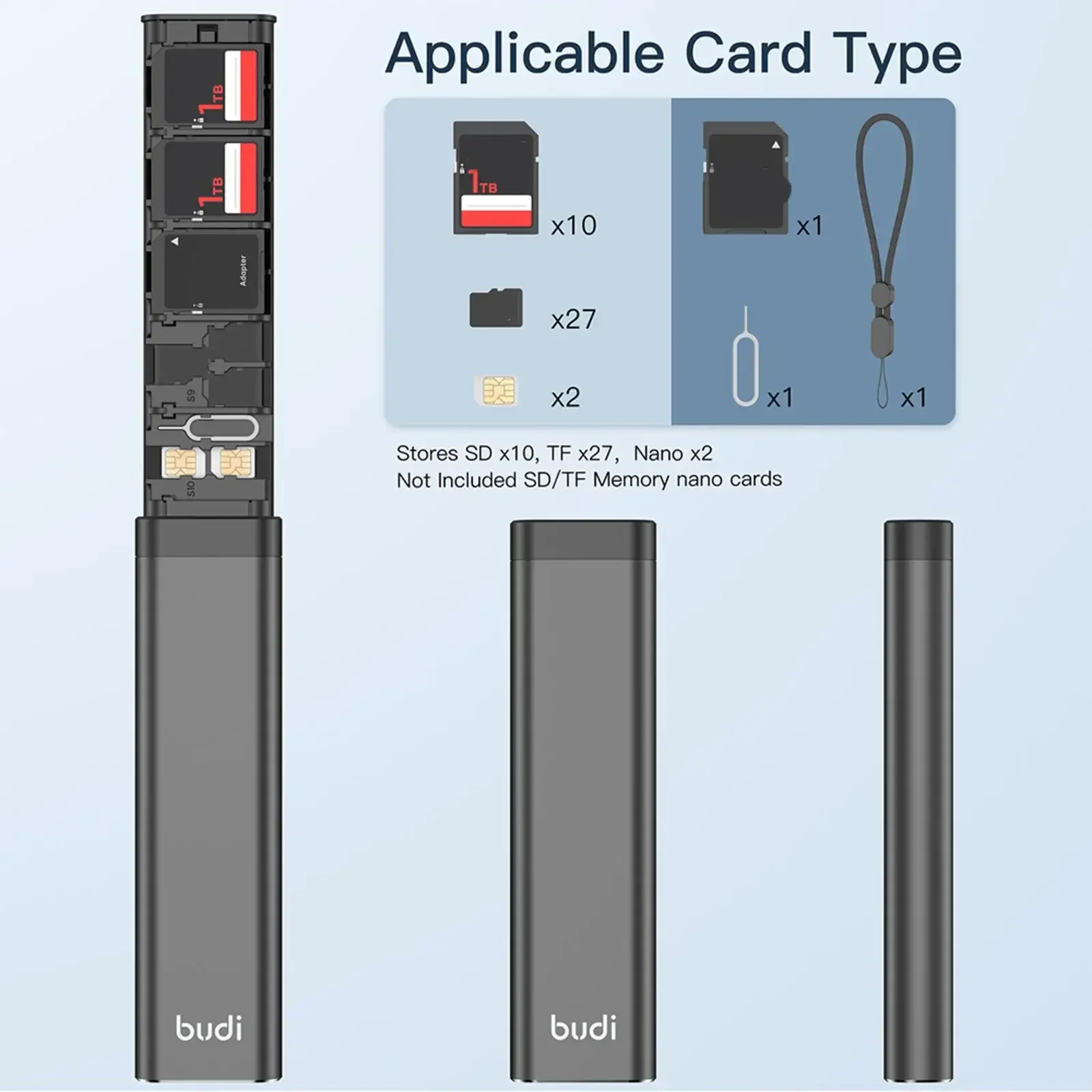 BoxBUDI up 디자인 30슬롯 대용량 메모리 카드 상자 안티 압력 및 충격 방지 카드 보관 지갑 휴대용 손실 방지