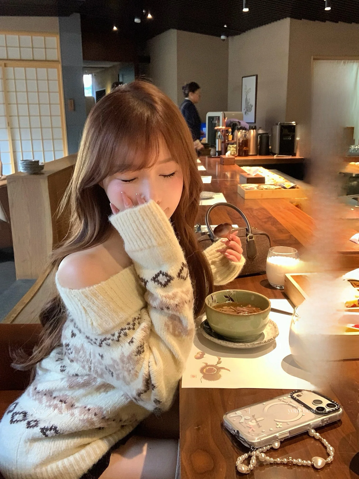 

Lukira Fair Isle Knitted Wool Sweater Soft Comfortable Warm Elastic Shoulder Bared Women's Autumn Winter Fashion Casual Loose...