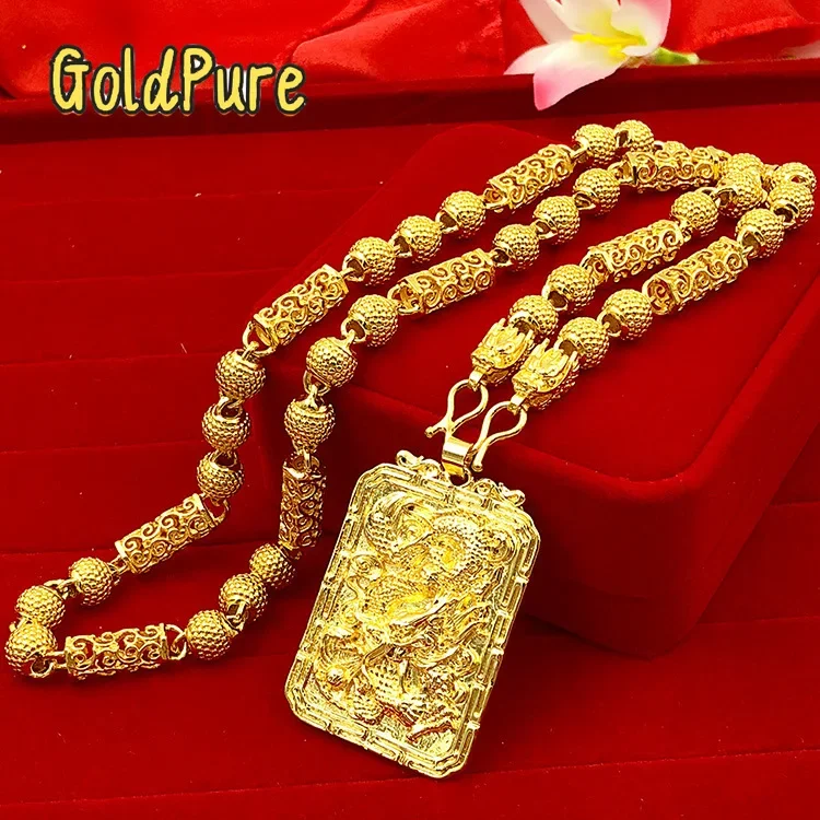 

Goldpure 9999 24K real gold jewelry men's necklace Guanyin necklace Guanyin necklace pendant domineering luxury