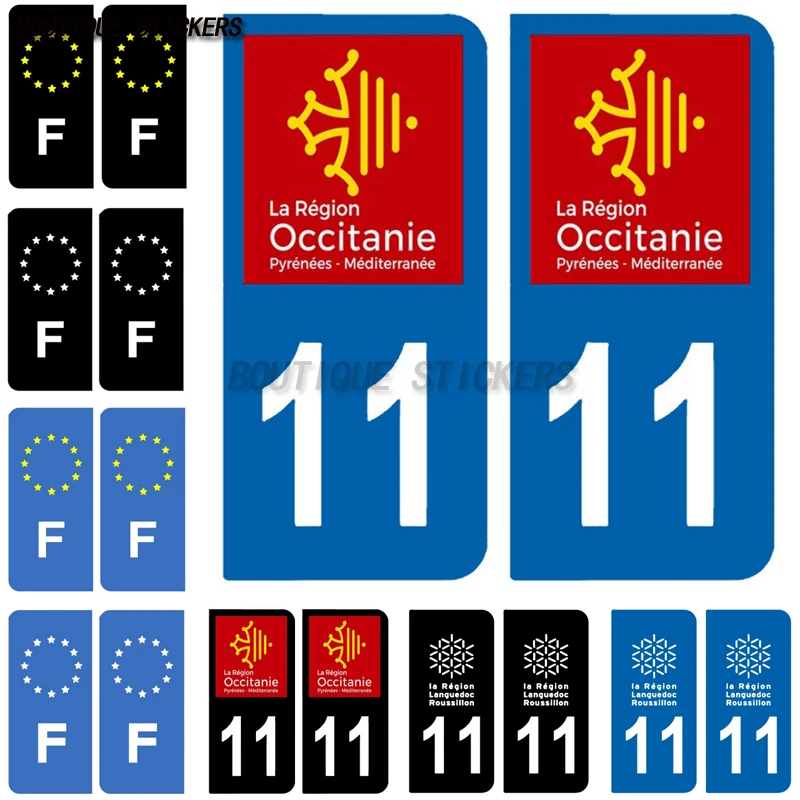 2X Black/Blue License Plate Stickers Department F11 Waterproof PVC License Plate Stickers