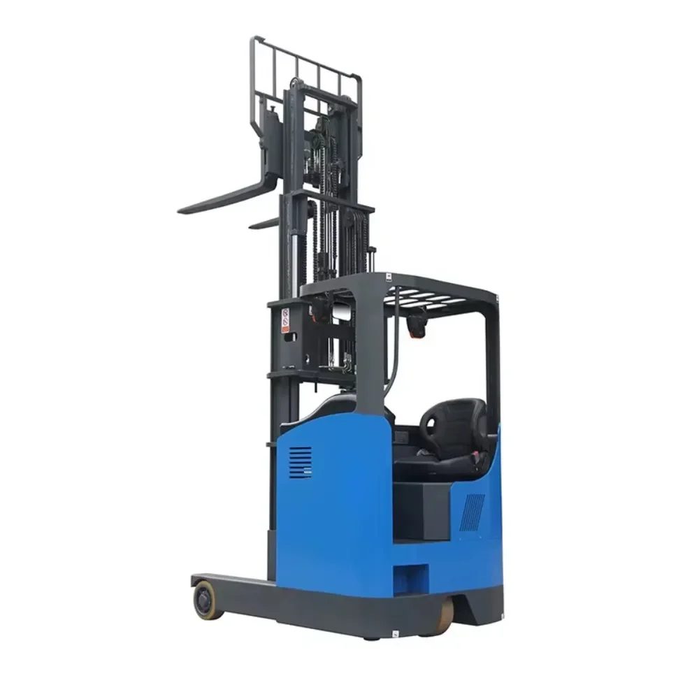 Electric Reach Truck Forklift 1.5T Capacity Narrow Aisle Stacker Lift for Warehouse Storage High Rack Loading Operations