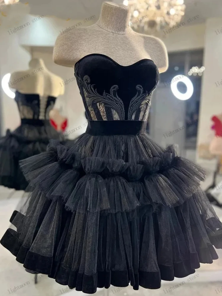 Robe de cocktail élégante en tulle, ligne A, à plusieurs niveaux, sexy, sans bretelles, robe de Rh, 2024