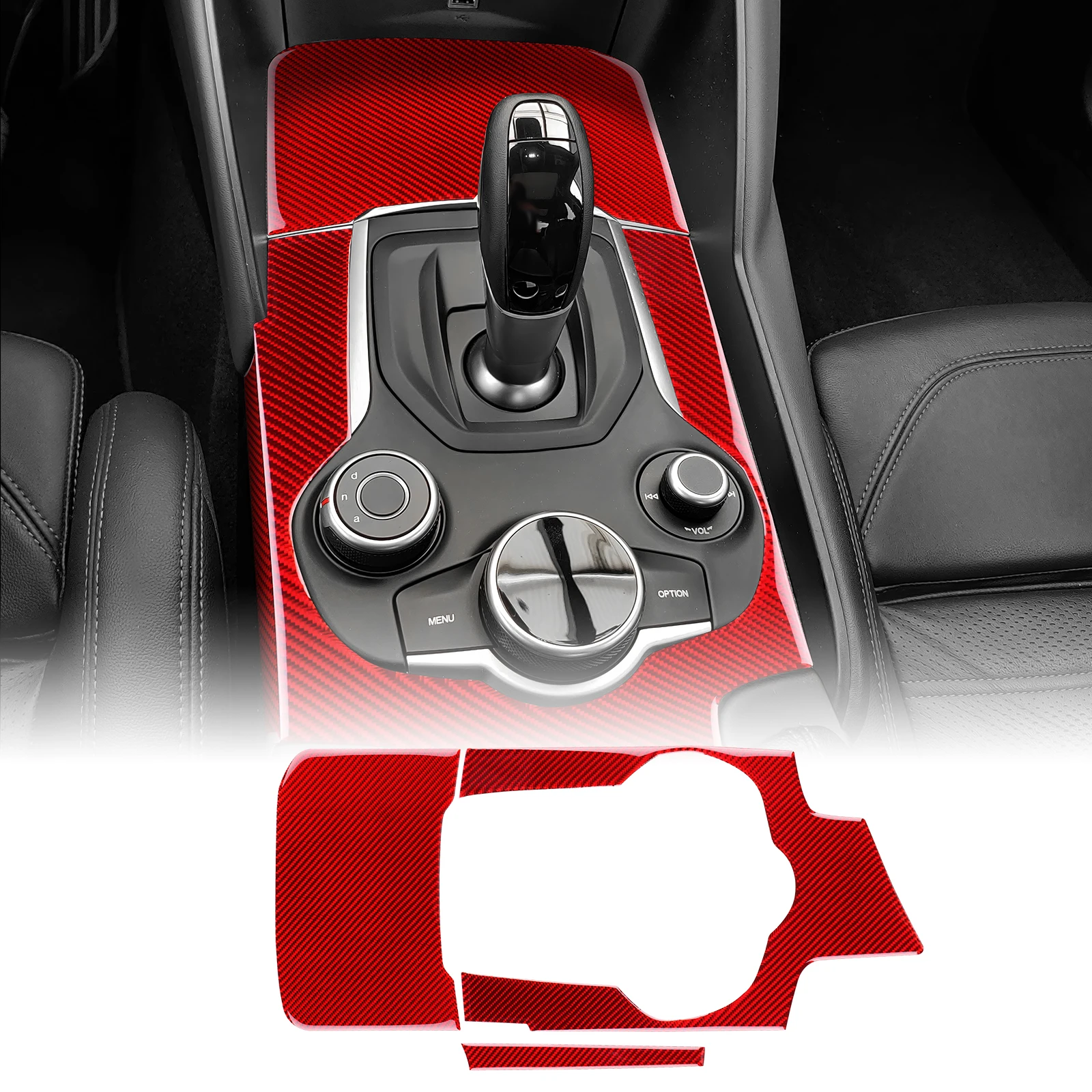 Car Center Console Gear Shift Storage Box Panel Decoration Sticker Trim For Alfa Romeo Giulia 2015-2019 For Stelvio 2017-2019