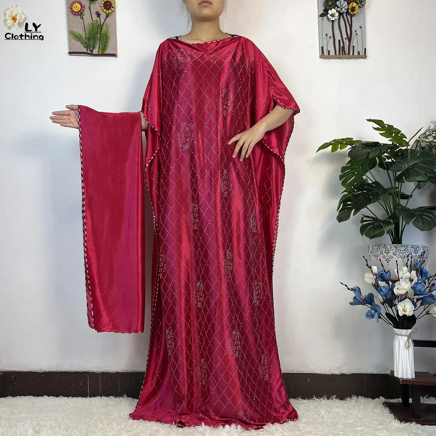 Muslim Dress 2023 New African Abaya Women Kaftan islamic Clothing With Scarf African Women Dress Inlaid Mubarak Dubai Dress