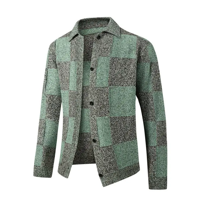 Fall 2026 3D Printed Men's Open Cardigan Sweater  Color Simple Stand Collar Casual Fashion Outerwear Polyester Fiber Wea...