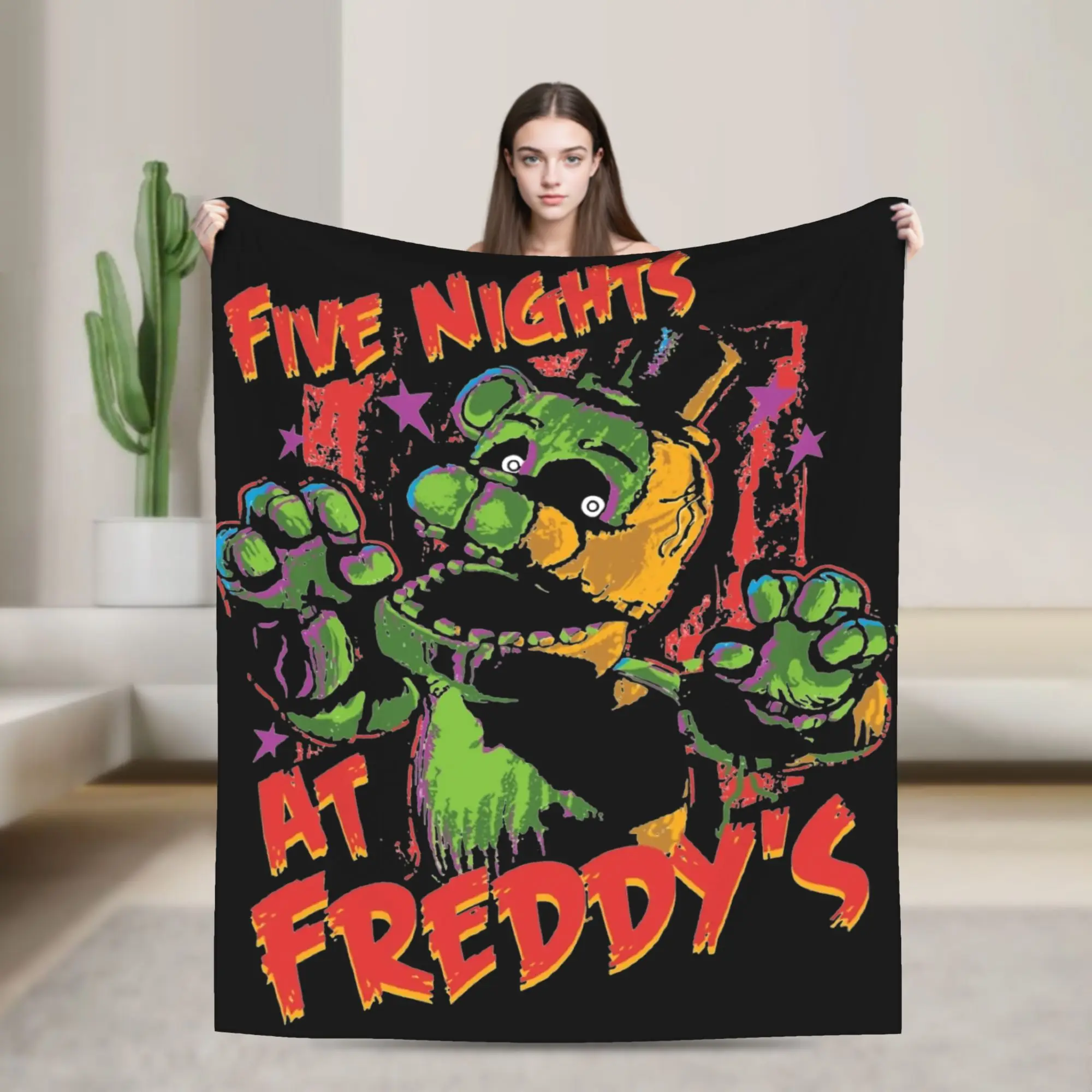 Halloween Five Nights Horror Game Blankets Velvet  Winter   Multifunction Super Warm Throw Blanket for Bed Bedroom Rug Piece