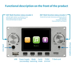 MP3 Decoder Board Bluetooth V5.3+BR+EDR TFT lossless I2S digital Audio Player DIY MP3 Player Car FM Radio Module TF USB