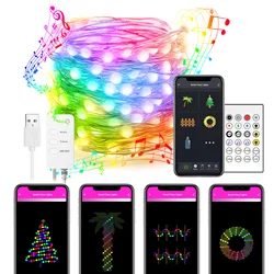 Tuya Smart WiFi LED Fairy String Lights RGB 5M 10M Remote Control DIY Christmas Decoration Work With Alexa