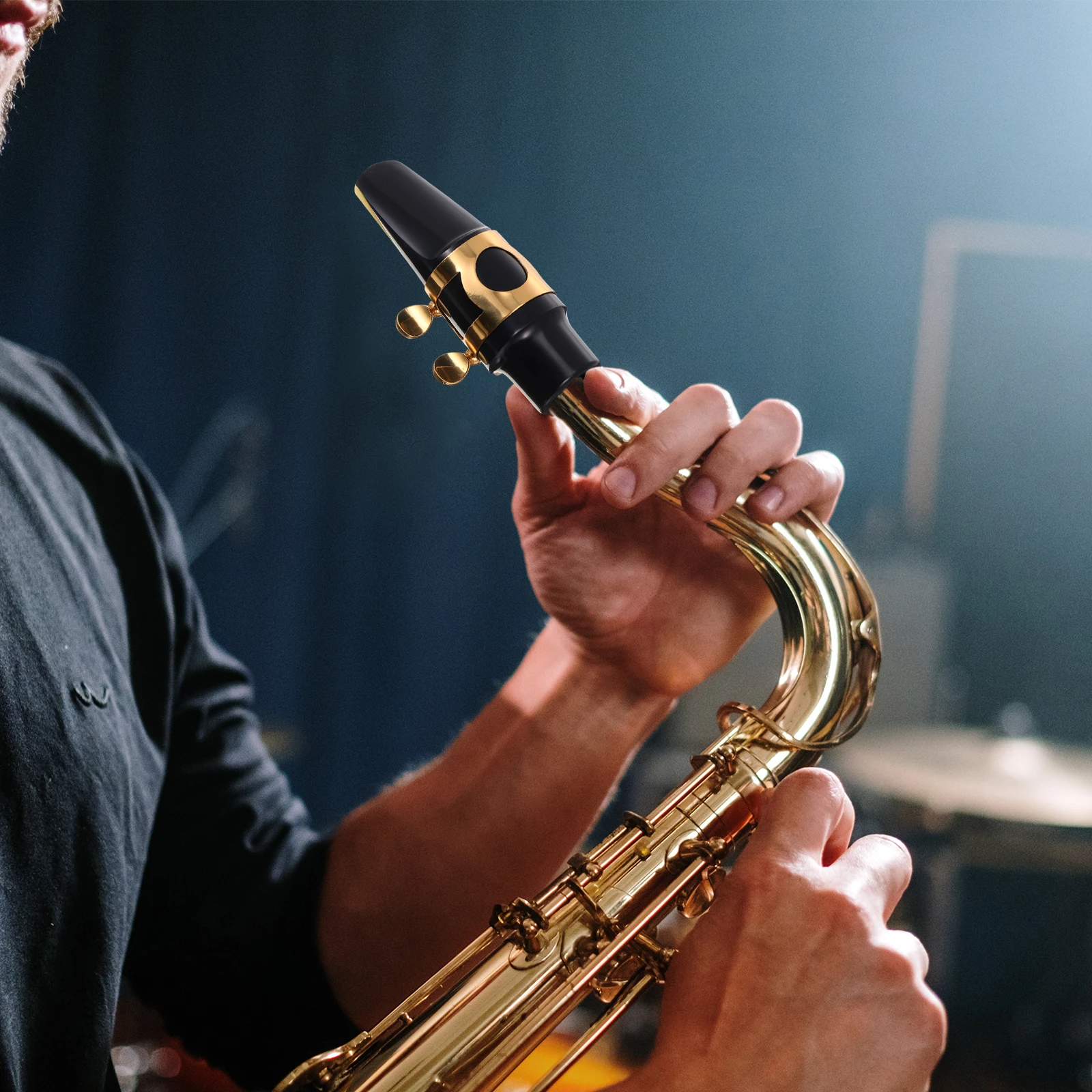 

Alto Saxophone Mouthpiece Kit Professional Replacement Parts Jazz Black Musical Instrument Accessories Lightweight Portable