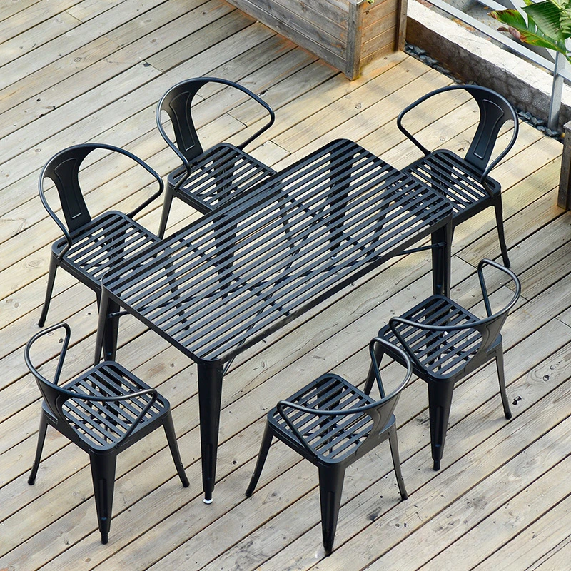 Outdoor balcony wrought iron tables and chairs casual tables and chairs outdoor courtyard simple open-air tables and chairs set