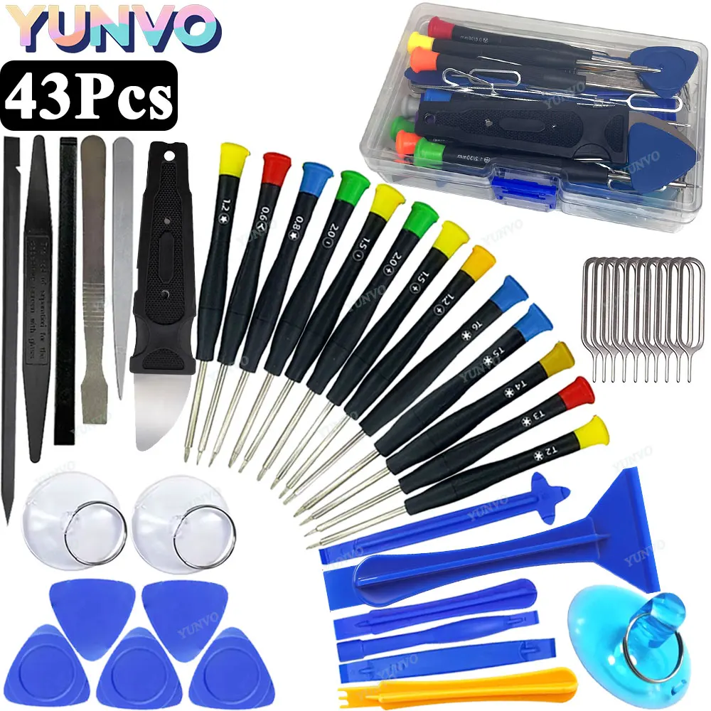 43 in 1 Mobile Phone Repair Tools Disassemble Repair Set for iPhone Screwdriver Combination Skid Multi Function Disassembly Kit