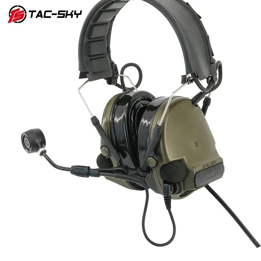 TS TAC-SKY Headband Tactical Electronic Shooting Earmuff COMTA V Noise Canceling Pickup Headset with PTT Adapter V2 ptt