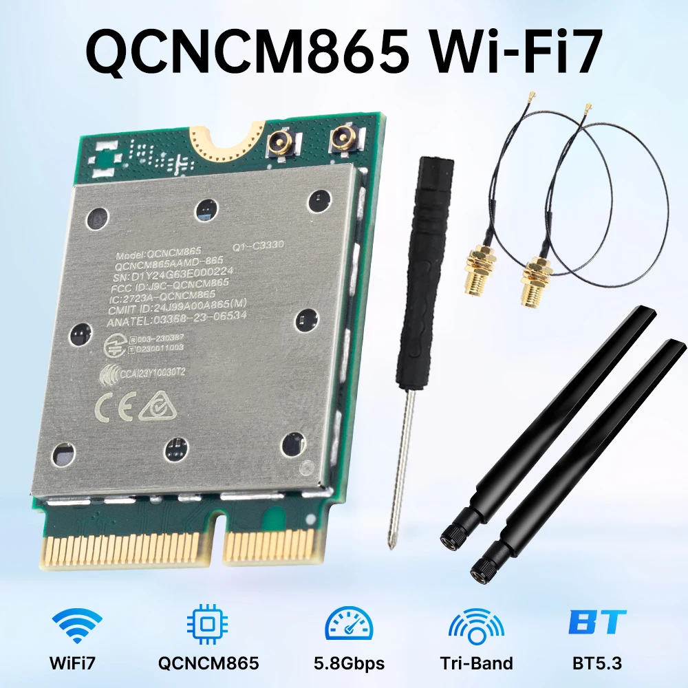 بطاقة fenvi WiFi 7 QCNCM865 M.2 بلوتوث 5.3 ما يصل إلى 5.8 جيجابت في الثانية مع هوائيات محول الشبكة اللاسلكية WiFi 6E WiFi6 لنظام التشغيل Windows 11 #2