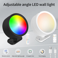 Modern Magnetic Wall Lights LED Wall Lamp 360° Rotation Wall Mounted Lights with Remote RGB Rechargeable Wall Sconce Room Decor