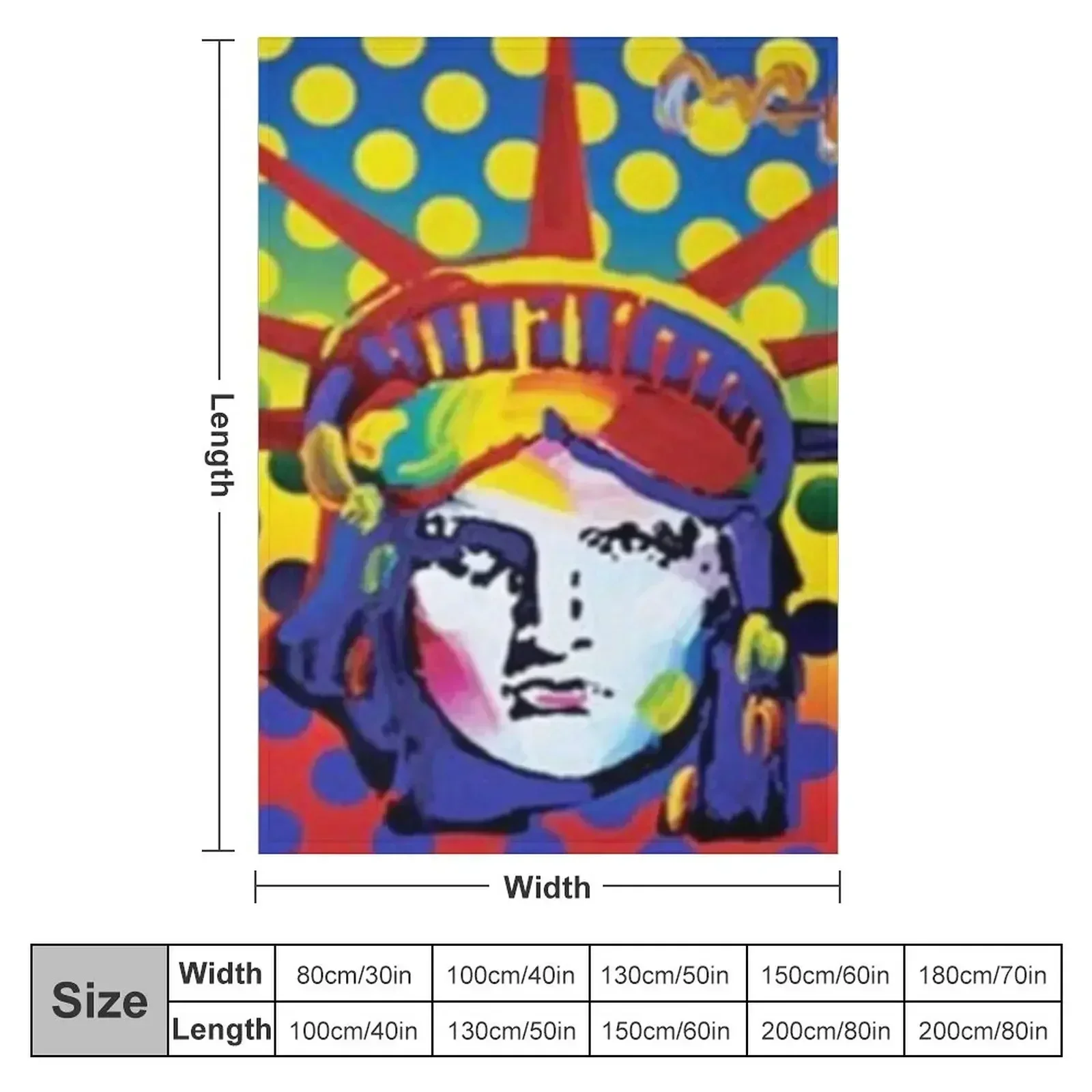 Peter Max Lady Liberty Throw Blanket couch cozy soft plush fuzzy picnic outdoor blanket