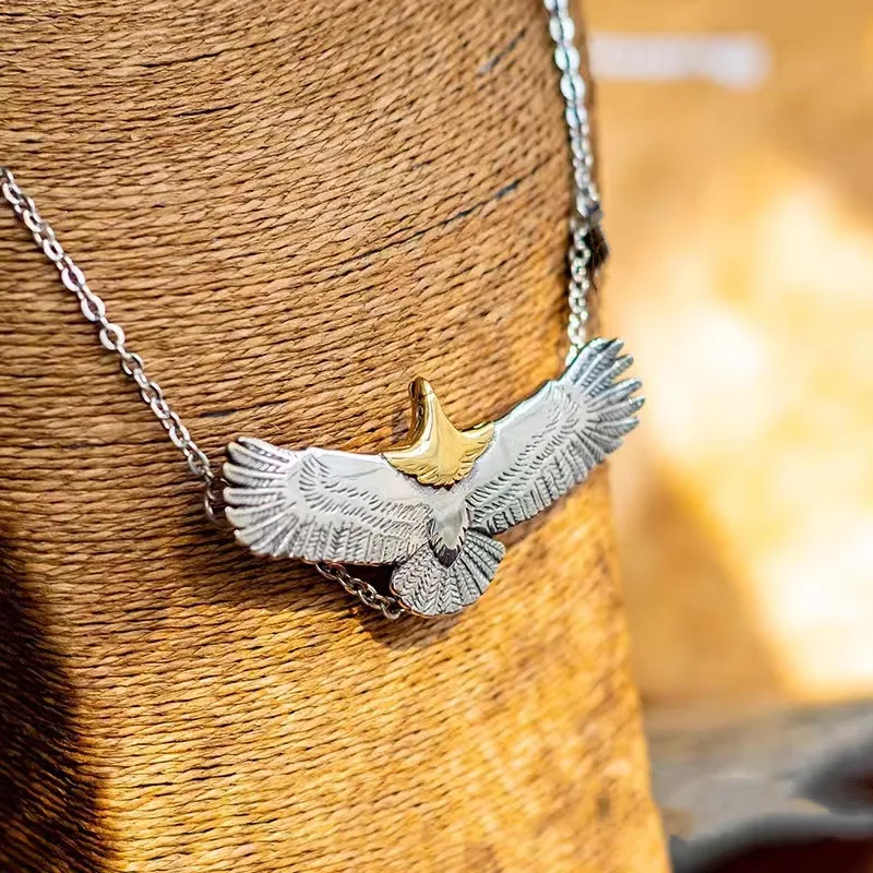 Fashion Domineering Flying Eagle Pendant Animal Necklace for Men Punk Hip Hop Rock Style Jewelry Anniversary Gift