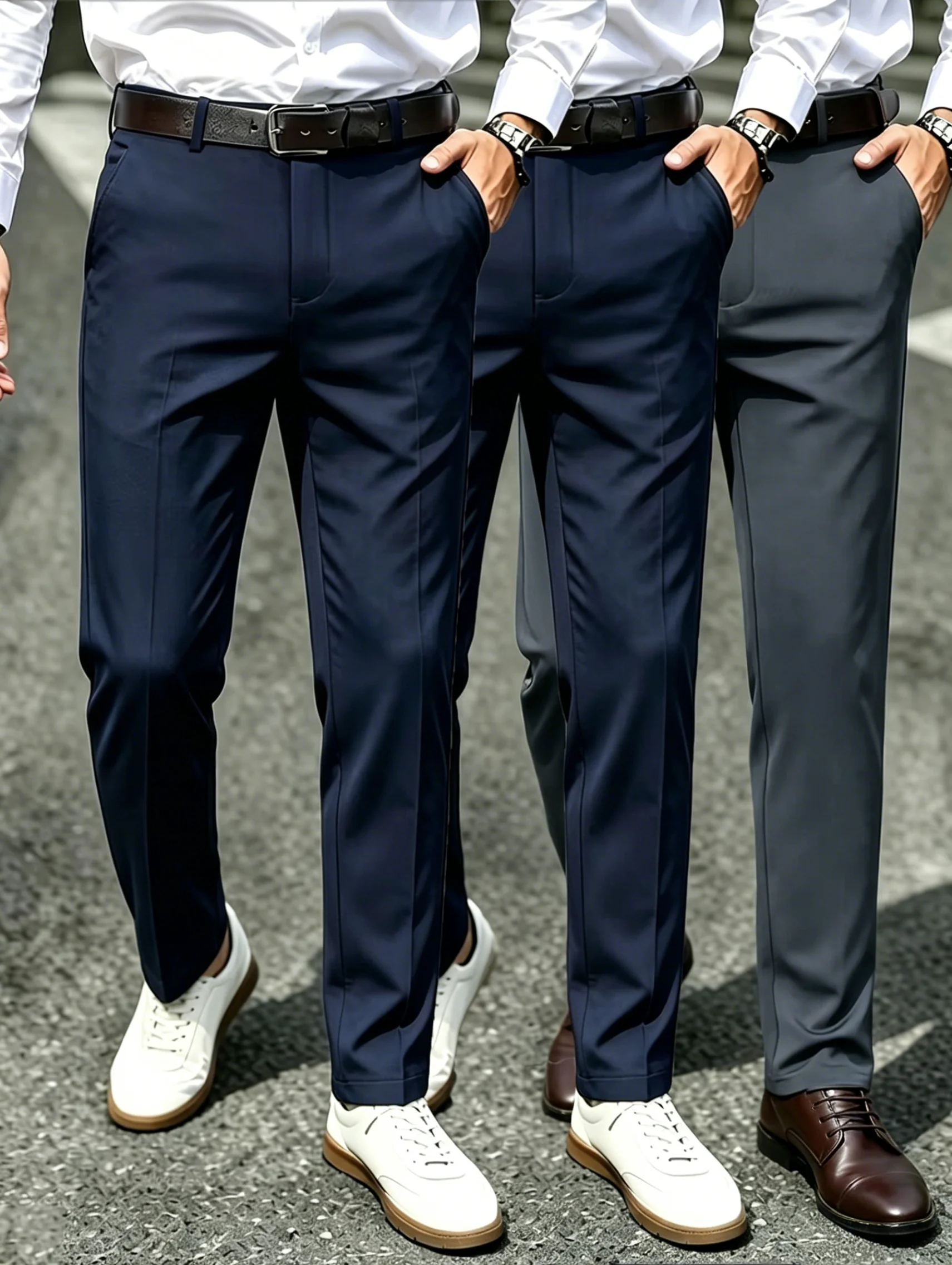 Men's Straight-Leg Casual Pants 3-Pack Versatile Daily Bottoms for Comfort And Style