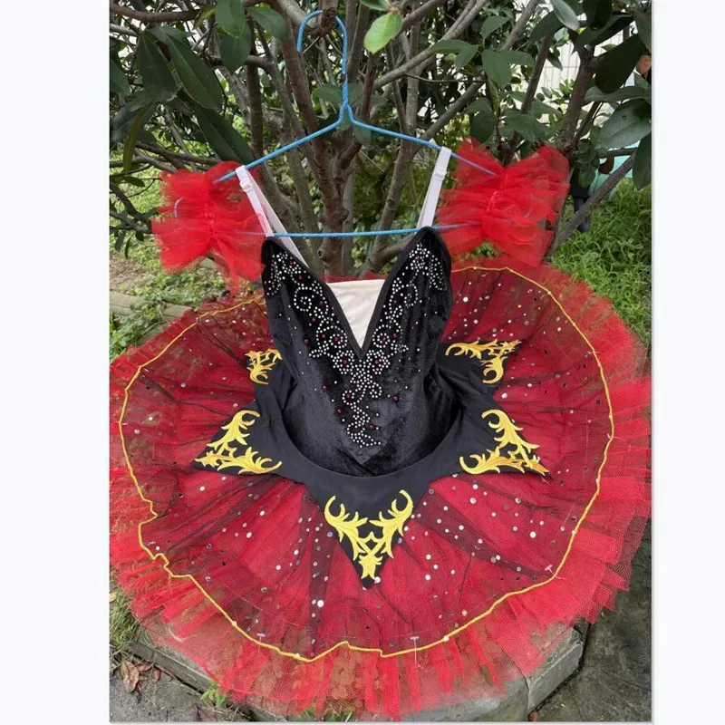 CyRed Preto Profissional Tutu La Esmeralda Cosplay Ballet Tutu Crianças Prato Panqueca Tutu Vestido Meninas Mulheres Bailarina Festa Costu