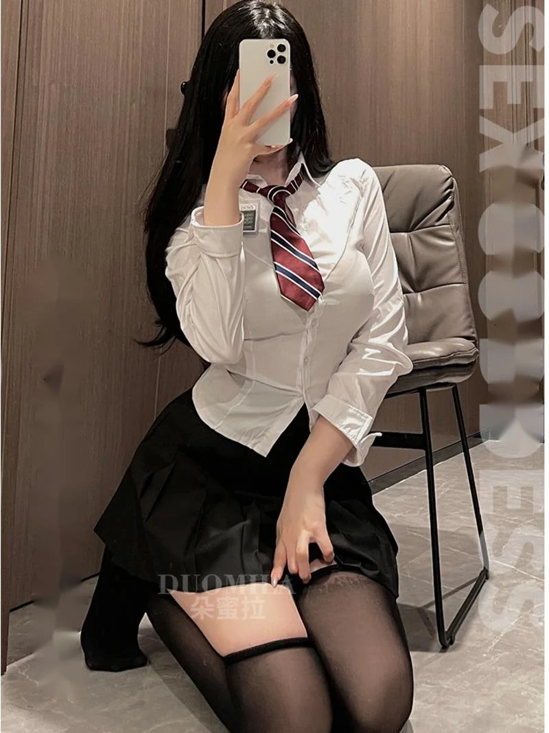 

JK Uniform Spicy Girl Short Sleeved Women Preppy Style Long Sleeved White Shirt Short Two Piece Skirt Set Spice Girls R7BN