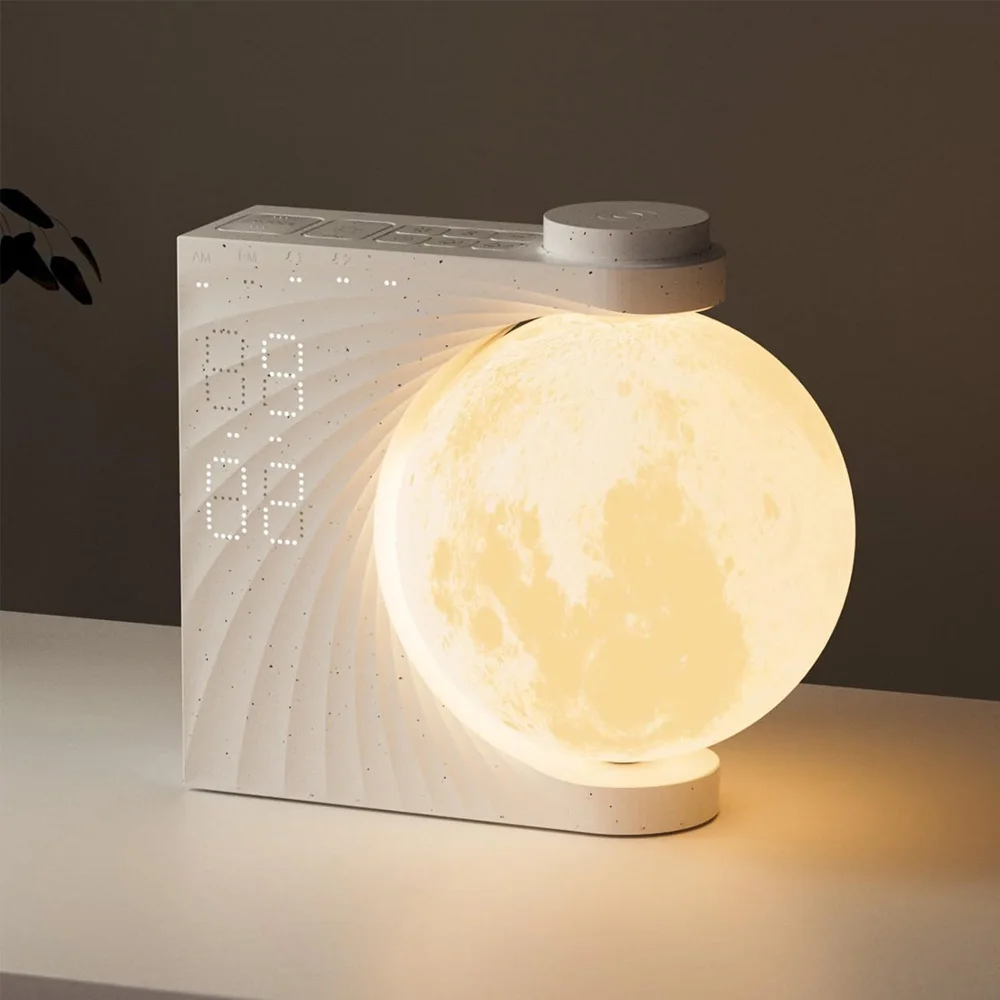 Colorful ambient moon light Breathing ambient light 3-speed dimming clock timer alarm clock white noise natural sound