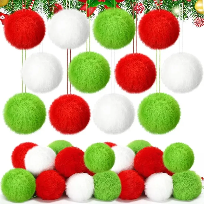 6cm Christmas Decoration Fluffy Ball Hanging Ornaments for Halloween Party Xmas Home New Year Gifts Navidad Decor Craft