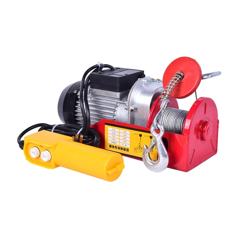 Fixed hook mini electric wire rope hoist 100kg 200kg electric micro winch 110v 220v