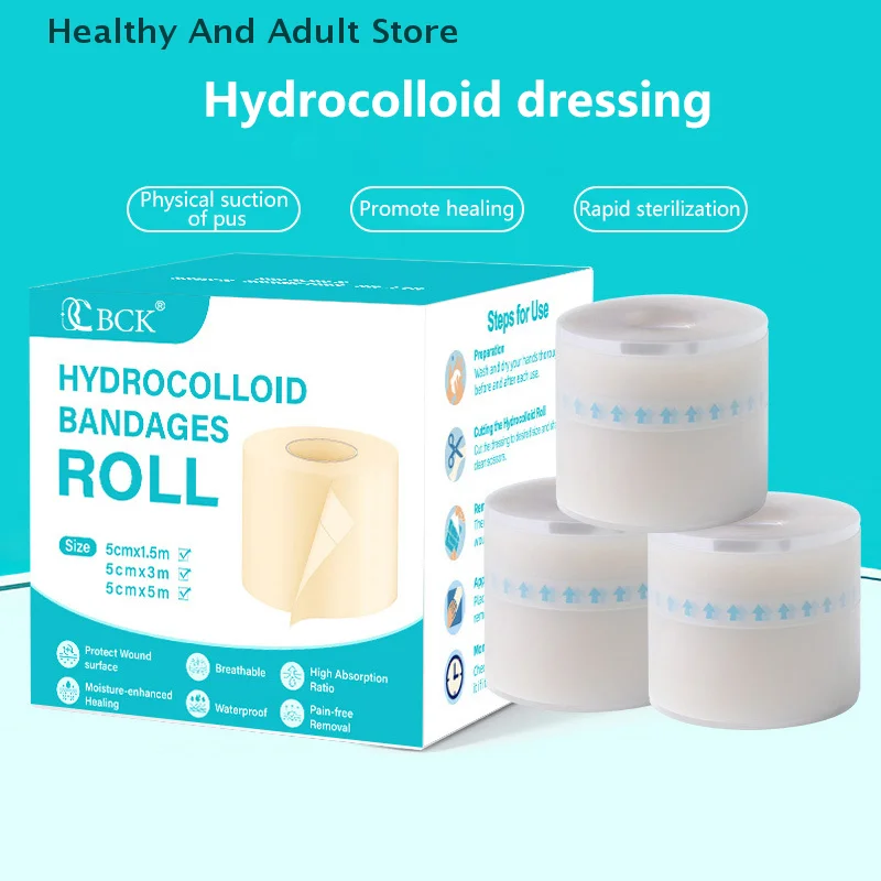 【HBA15】1 Roll Hydrocolloid Band Aid Dressings For Effective Wound Care Extra Thin Soft Waterproof Self-Adhesive Scar Cover Tape