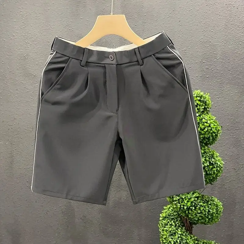 Men's Clothing Summer Lightweight High-End Business Shorts White Slim Fit Straight Leg Casual Short Pants Elegant Stylish