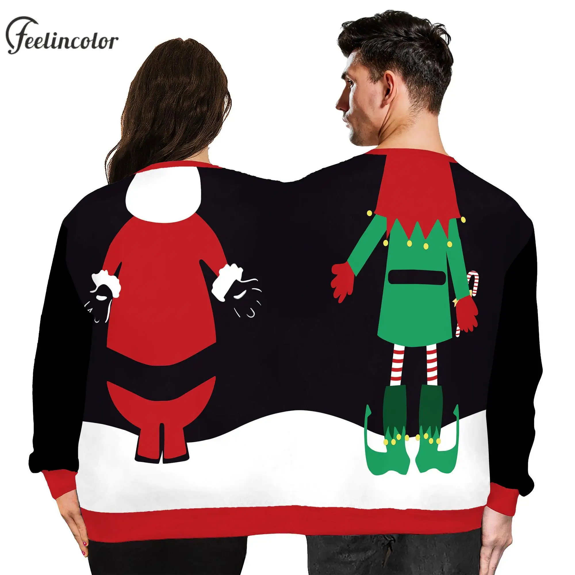 Two Person Ugly Christmas Sweashirts Double Dwarfs Crewneck Pullover 3D Full Cover Print Clothing Funny Snowman Xmas Streetwear