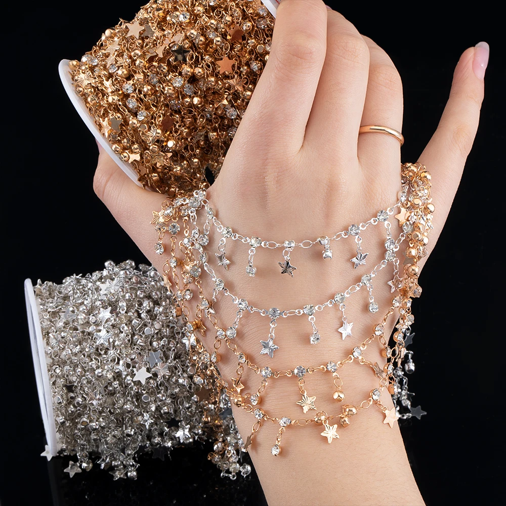 New Hot Selling Pink Purple Blue Red White Rhinestone Chain Matel Chain Plating For DIY Women Necklace Jewelry Making Supplies - view 4