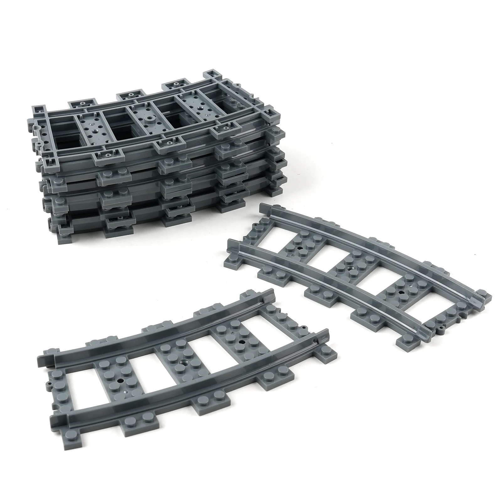 MOC ストレート/カーブレール列車線路モデルビルディングブロックパーツ列車鉄道 DIY 53400/53401 おもちゃ組み立て済み小さなレンガ