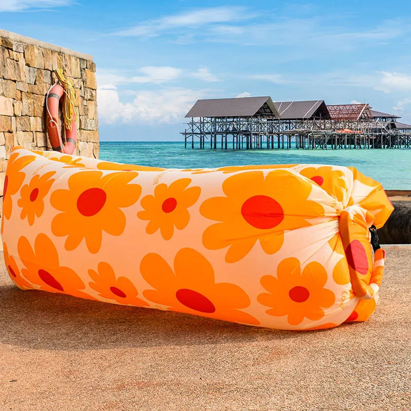 Sofá inflable de flores para perezosos, cama portátil de aire para playa al aire libre, saco de dormir de color, muebles para el hogar