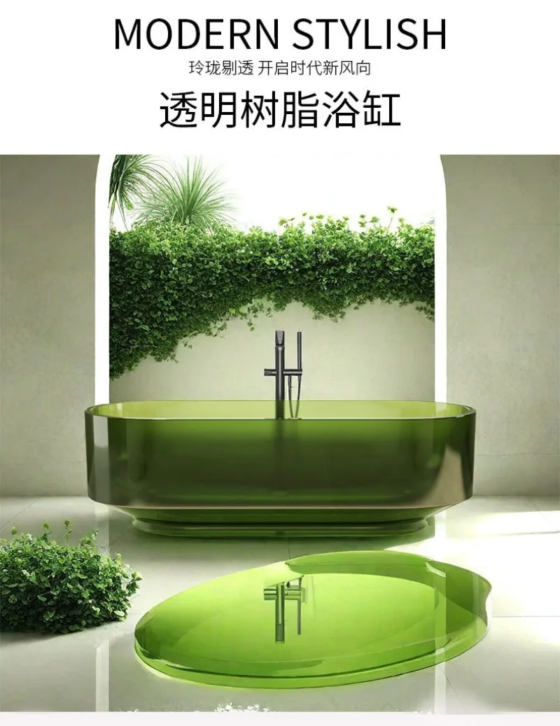 Customized Resin Bathtub Independent Simple Homestay Hotel Transparent Resin Bathtub