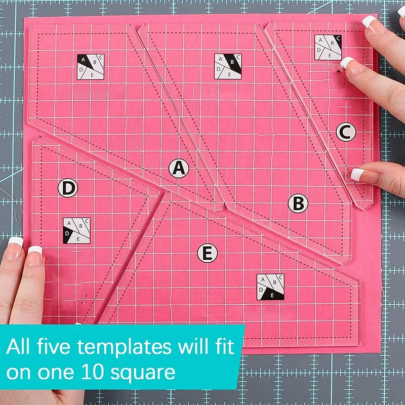 5Pcs Creative Quilting Cutting Template Grids Crazier Eights Template Quilt Ruler Set Quilting Cutting Templates Acrylic