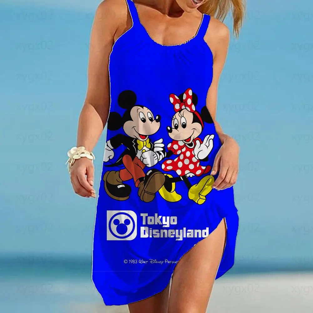 

Beach Dress Disney Sexy Outfits for Woman Chic and Elegant Evening Dress Cartoon Sling Loose Minnie Mouse Printing Top Boho Y2k