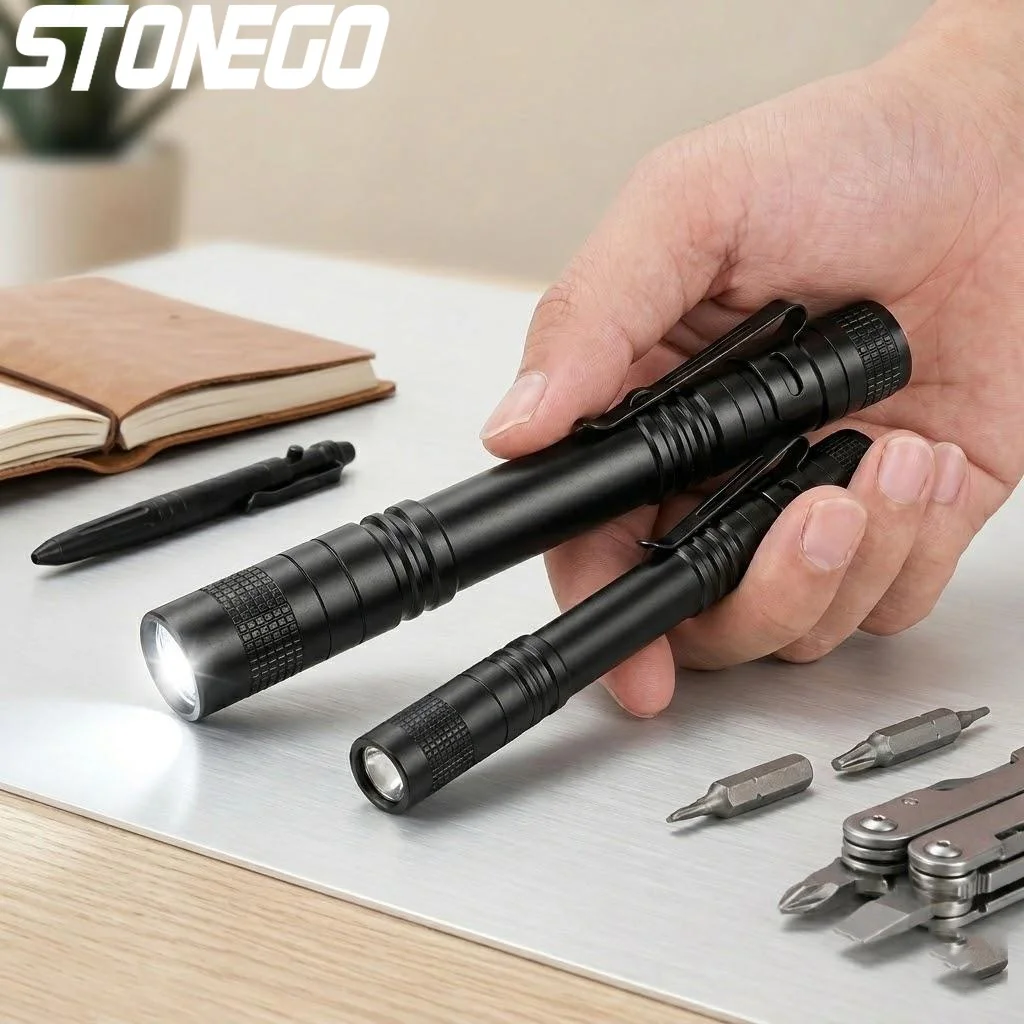 Mini LED Flashlight Penlight Aluminium Alloy Portable Torch Handheld Pen Light with Clip for Camping Outdoor Emergency Home Use