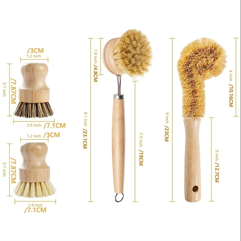Long Handled Sisal Pot Brush Non-Greasy Kitchen Household Bowl Cleaner Butterfly Design Fruit & Vegetable Cleaning Tool