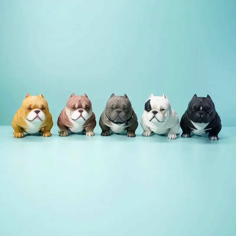 

JXK 1/6 Scale Simulation Pet Mini Bully Resin Cute Milk Killer Dog Wearing Collar Model for 12" Hobbies Toys Ornament